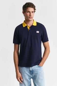 Чоловіче темно-синє поло CONTRAST SS POLO Gant M 2014023