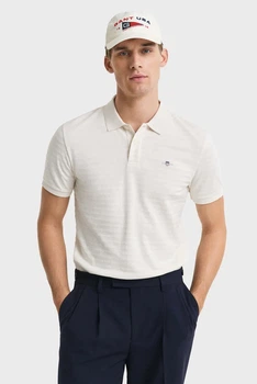 Чоловіче біле поло у смужку TEXTURE STRIPE Gant XXL 2014035