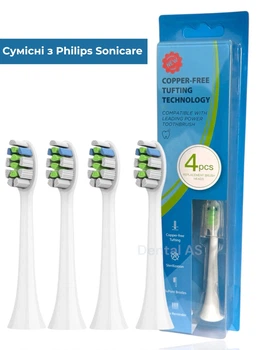 Насадки для зубной щетки Philips Сонікер Филипс W2 Optimal White HX6064 (4 шт), сменные головки для отбеливания совместимые с DiamondClean, ProtectiveClean, 3100, 4300, 4500, 5100, 6100, универсальные сменные насадки,