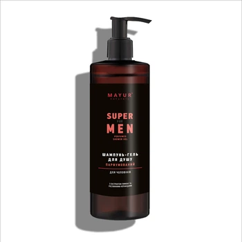 Парфюмированный шампунь-гель для душа 3 в 1 для мужчин "Super for men" натуральный TM Mayur 500 мл