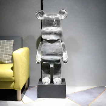 Фигурка Bearbrick серебряного цвета на подставке SUPREME 155 см. Дизайнерская игрушка Беарбрик. Фигурка Be@rbrick
