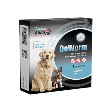 От глистов AnimAll VetLine DeWorm Антигельминтный препарат для собак и щенков 6 табл (112943)