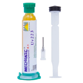 Флюс-паста Mechanic UV223, з пластиковим штовхачем, для безсвинцевого паяння, нейтральний, 10 мл