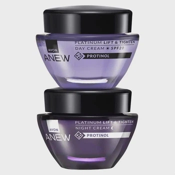 Набір для обличчя "Ліфтинг та пружність" Avon Anew Platinum Lift & Tighten (денний крем, нічний крем)