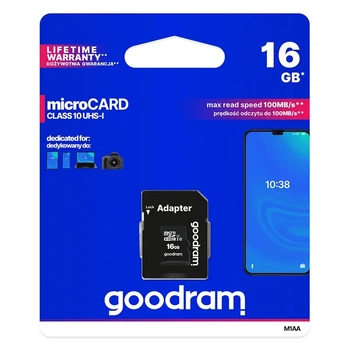 Карта пам'яті microSD 16 Гб Goodram з адаптером 100 MB/s class 10