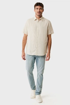 Чоловіча бежева лляна сорочка BRANDON Basic linen shirt short sleeve Mexx XL MF007200251M