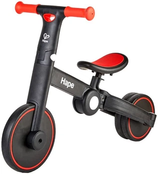 Самокат-беговел Hape детский с педалями, складной, красно-черный, E8468