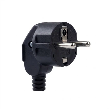 Вилка штепсельна, розбірна кутова вилка із заземленням Schuko ЄС 16A EU Plug Adapter Black