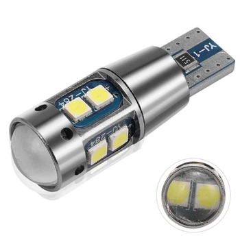 Світлодіодна автолампа T10 W5W LED 3030 SMD, 12V, CANBUS, з лінзою, біле світло