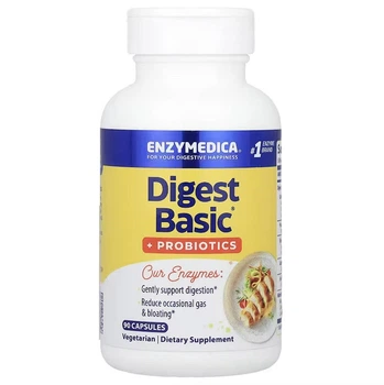Ферменты с пробиотиками, Enzymedica, Digest Basic + Probiotics, 90 капсул