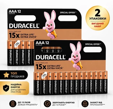 Батарейки лужні Duracell 24 шт AAA (LR03) MN2400 Дюрасел