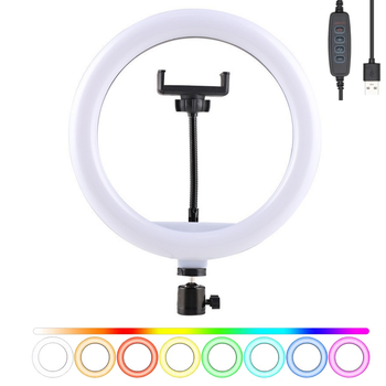 Кільцева лампа 36 см з 1 кріпленням для телефону від USB RGB MJ36 (см11907)