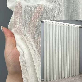 Тюль VR-Textil 2041т Лен Шлифованный однотонный с отблеском Молочный 400х270 см (42-1159)