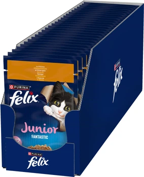 Упаковка влажного корма для котят Purina Felix Junior Fantastic с курицей в желе 26 шт по 85 г (7613039832196)