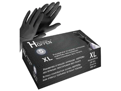 Рукавички нітрилові HOFFEN оглядові 50пар XL Чорні (нестер/текстур/без пудри) 5г