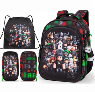 Рюкзак ортопедический с пеналом и мешком 3 в 1 для мальчика School Standard 38х30х18 см Роблокс для первоклассника (Full 150-42)