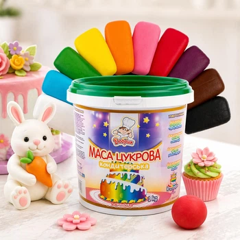 Цукрова паста мастика кольорова 10 кольорів Добрик 1 кг