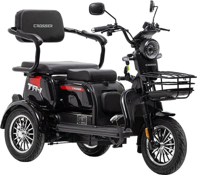 Електроскутер триколісний Crosser TR1 (1500W LFP літій залізо-фосфат 76.8V 30Ah) - Чорний