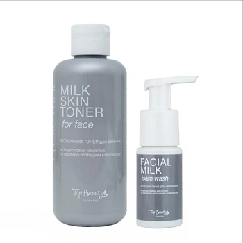 Молочный тонер для лица Top Beauty Milk Skin Toner 200 мл + в подарок Молочная пенка для умывания Top Beauty Facial Milk Foam Wash 50 мл