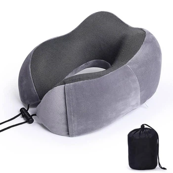 Дорожная ортопедическая подушка для шеи с эффектом памяти Memory Foam Bodasan U-образная дышащая, для путешествий и сна (NP-29)