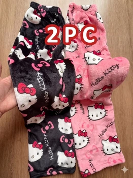 Штаны Hello Kitty | Плюшевые штаны Хелло Китти 2шт Розовые Черные L