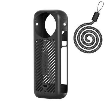 Силиконовый чехол aMagisn AD05-A для Insta360 X4 с ремешком, черный (27E6D861A827)