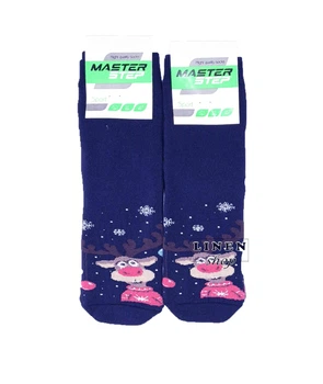 Темно-сині чоловічі новорічні махрові шкарпетки з оленем Master Step 0535 41-43