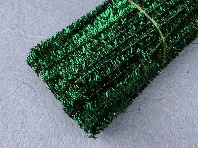 Синельная проволока Люрекс - 1 уп (90 шт)- Зеленый