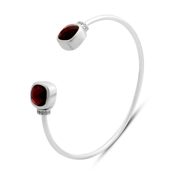 Серебряный браслет с искусственным гранатом nano 7.208ct, фианитами, вес изделия 10,28 гр (2206743)