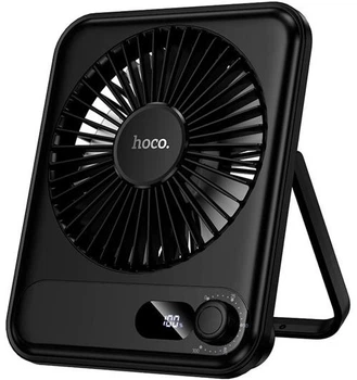 Вентилятор портативний настільний Hoco HX607 з 2000 mAh вбудованим акумулятором, 3.2-10 год роботи, 100 режимів роботи Black