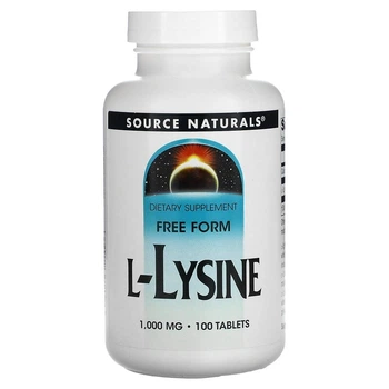 Л-Лизин Source Naturals (L-Lysine) 1000 мг 100 таблеток SNS00142