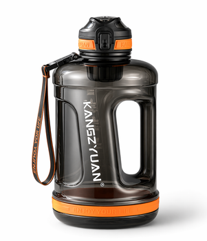 Еко-пляшка KANGZYUAN 2200 мл (2.2 л) — Чорна Tritan BPA-free, ударостійка, спортивна з ручкою та ремінцем