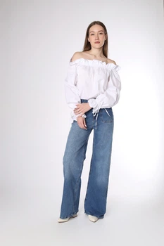 Джинсы wide leg женские L цвет синий YUKI ЦБ-00292213
