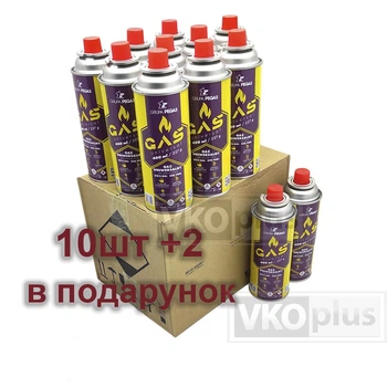 Газовий балон PEGAS для газових пальників кемпінг 227 г (400 ml) цанговий картридж 10+2шт бонус