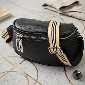 Напівкругла сумка через плече з натуральної шкіри Vintage чорного кольору маленького розміру (bg220fash79)