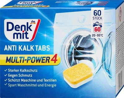 Таблетки проти накипу Denkmit Anti-Kalk Tabs Multi-Power 2 60 шт — захист пральної машини та білизни
