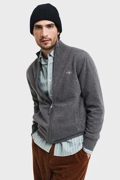 Чоловчий сірий вовняний кардиган SUPERFINE LAMBSWOOL ZIP Gant M 87214