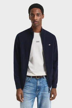 Чоловічий темно-синій вовняний кардиган SUPERFINE LAMBSWOOL ZIP Gant L 87214