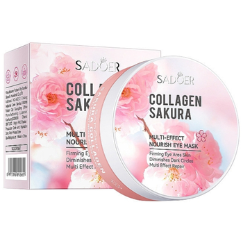 Гидрогелевые патчи под глаза SADOER Collagen Sakura Multi-Effect увлажняющие, питательные 60 шт (6973098892687)