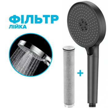 Фильтрующая душевая лейка DROP SPA3F-MULTI120BF на 3 SPA потока с угольным фильтром черная