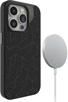 Чехол противоударный тканевый ZAGG Gear4 London MagSafe для Iphone 15 Pro (6.1") Black Geo