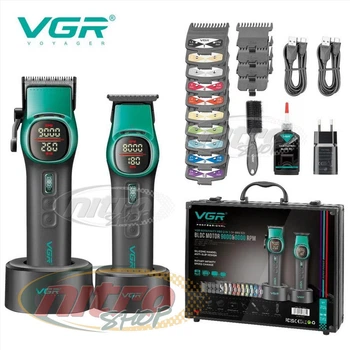 Комплект VGR 2 в 1 V-885 S2 GREEN аккумуляторная машинка для стрижки (clipper) и триммер