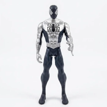 Игровая фигурка большая Человек-Паук черно-серебристый костюм Marvel Мстители 30 см со звуком и светом