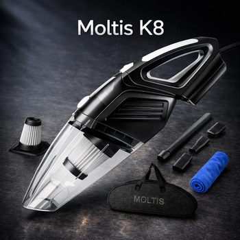 Пилосос автомобільний провідний Moltis K8 120Вт для сухого та вологого прибирання, чорний