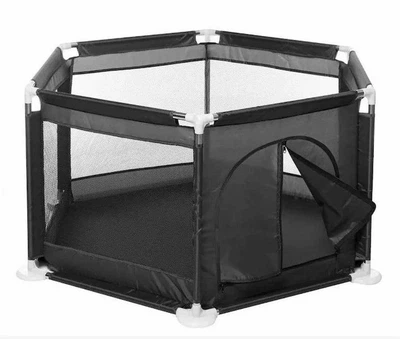 Детский манеж Malatec 125×113×64 см черный складной игровой с сетчатыми стенками безопасный легкий из ткани Oxford 210D и с металлическим каркасом для дома и путешествий черный