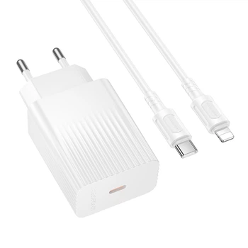 Мережевий зарядний пристрій Borofone BAS75A 30 Вт USB-C PD/QC з кабелем Lightning білий