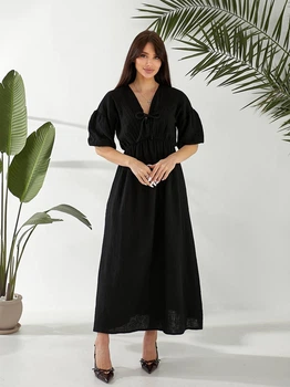 Жіноча довга сукня з V-подібним вирізом Uaclothes 42 Чорний (like37846-182771349)