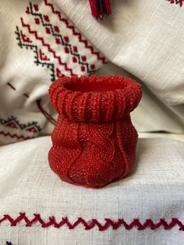 Воскова свічка "В’язаний мішечок" Червоний