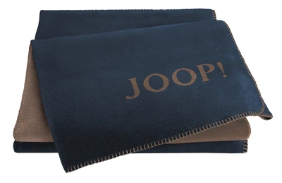 Бавовняний плед JOOP Uni-Doubleface MARINE-KARAMELL 150x200 см синій-карамель