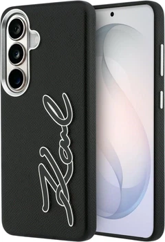 Чохол Karl Lagerfeld Grained Signature Metal Resin Logo для Samsung Galaxy S26 Black (KLHCS26SPGFKSRSK)
